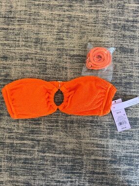 wild fable Orange Textured Bandeau Bikini Top with Removable Strap